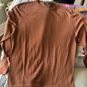 Massimo Dutti brown round neck 100% merino wool sweater in XL